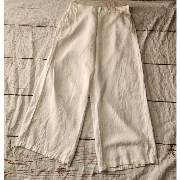 Flax Wide Leg Linen Pants Size Large - Picture 1 of 6